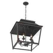 Golden Lighting Abingdon 21in 6-Light Pendant | Farmhouse Antique Black Iron and Clear Glass | Kitchen Island & Foyer | Model 0804-6P ABI