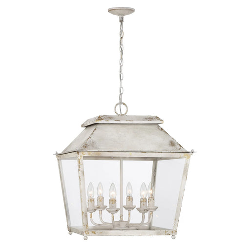 Golden Lighting Abingdon 6-Light Pendant | Farmhouse Antique Ivory and Clear Glass | Kitchen Island & Foyer | Model 0804-6P AI