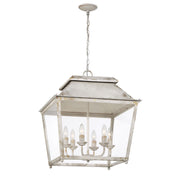 Golden Lighting Abingdon 6-Light Pendant | Farmhouse Antique Ivory and Clear Glass | Kitchen Island & Foyer | Model 0804-6P AI