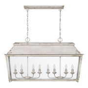 Golden Lighting Abingdon 42in 8-Light Island Light | Farmhouse Antique Ivory and Clear Glass | Kitchen Island & Dining Room | Model 0804-LP AI