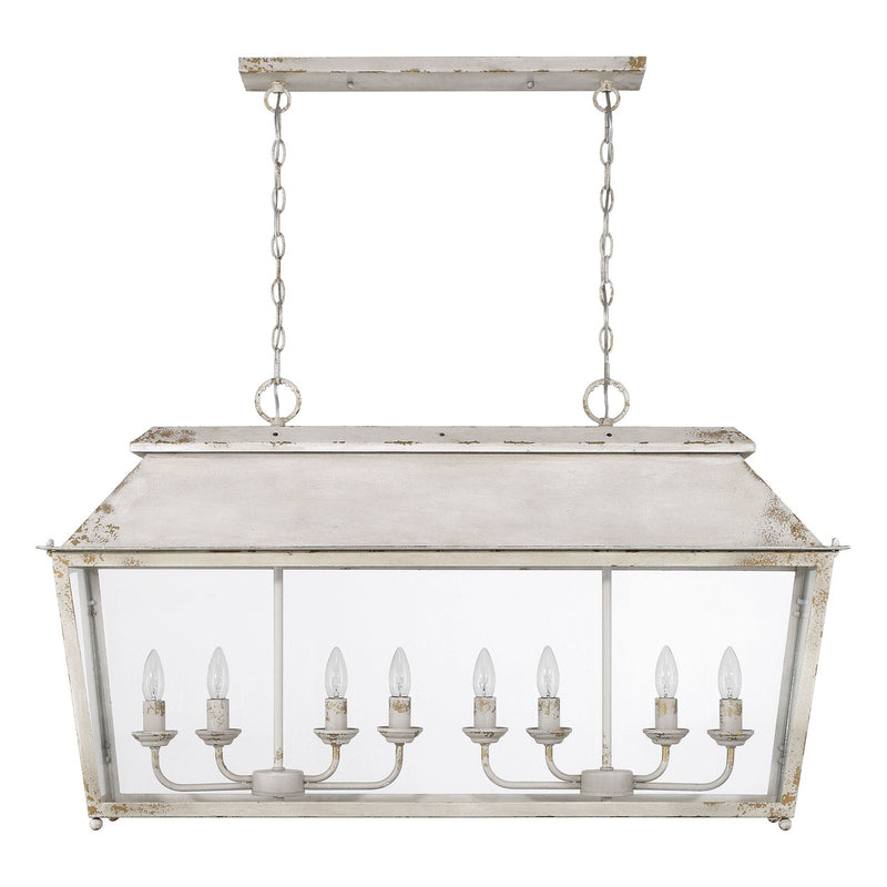Golden Lighting Abingdon 42in 8-Light Island Light | Farmhouse Antique Ivory and Clear Glass | Kitchen Island & Dining Room | Model 0804-LP AI