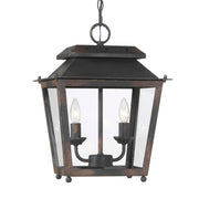 Golden Lighting Abingdon 14in 2-Light Pendant | Farmhouse Antique Black Iron and Clear Glass | Kitchen Island & Dining Room | Model 0804-M2L ABI