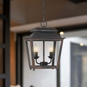 Golden Lighting Abingdon 14in 2-Light Pendant | Farmhouse Antique Black Iron and Clear Glass | Kitchen Island & Dining Room | Model 0804-M2L ABI