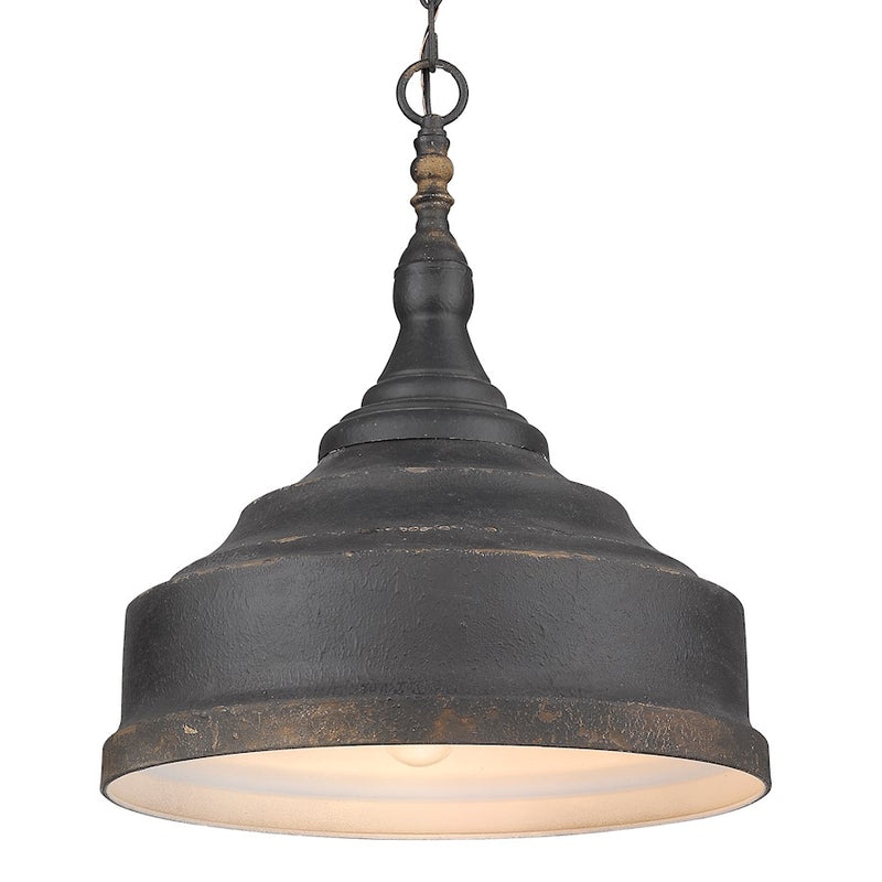 Golden Lighting Keating 3 Light Pendant, Antique Black Iron
