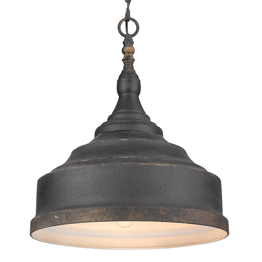 Golden Lighting Keating 3 Light Pendant, Antique Black Iron
