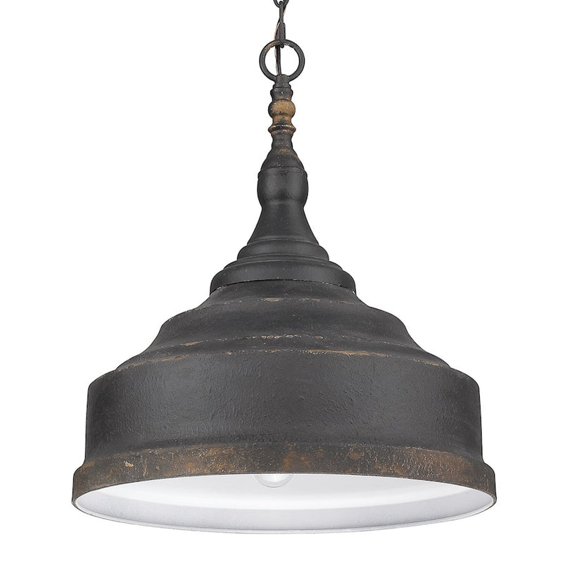 Golden Lighting Keating 3 Light Pendant, Antique Black Iron