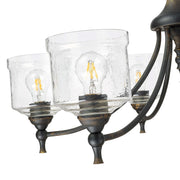 Golden Lighting Keating 33in 6-Light Chandelier | Farmhouse Antique Black Iron and Hammered Water Glass | Dining Room & Foyer | Model 0806-6 ABI-HWG