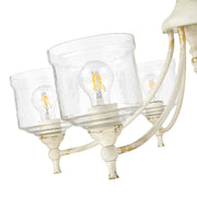 Golden Lighting Keating 33in 6-Light Chandelier | Farmhouse Antique Ivory and Hammered Water Glass | Dining Room & Foyer | Model 0806-6 AI-HWG