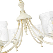 Golden Lighting Keating 33in 6-Light Chandelier | Farmhouse Antique Ivory and Hammered Water Glass | Dining Room & Foyer | Model 0806-6 AI-HWG