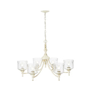 Golden Lighting Keating 33in 6-Light Chandelier | Farmhouse Antique Ivory and Hammered Water Glass | Dining Room & Foyer | Model 0806-6 AI-HWG