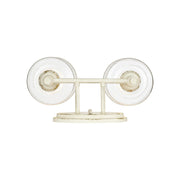 Golden Lighting Keating 15in 2-Light Vanity Light | Country Farmhouse Antique Ivory and Hammered Water Glass | Bathroom | Model 0806-BA2 AI-HWG