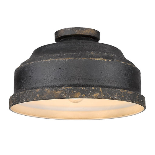 Golden Lighting Keating Flush Mount, Antique Black Iron