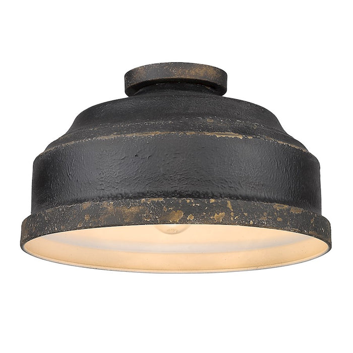 Golden Lighting Keating Flush Mount, Antique Black Iron