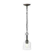Golden Lighting Keating 6in 1-Light Pendant | Country Farmhouse Antique Black Iron and Hammered Water Glass | Kitchen | Model 0806-M1L ABI-HWG