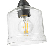 Golden Lighting Keating 6in 1-Light Pendant | Country Farmhouse Antique Black Iron and Hammered Water Glass | Kitchen | Model 0806-M1L ABI-HWG