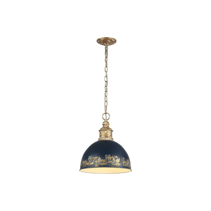 Golden Alison 1-Light Pendant, Vintage Gold/Antique Matte Navy