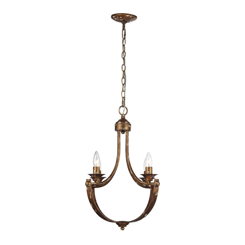 Golden Lighting Victoria 18in 4-Light Chandelier | Traditional Heirloom Gold Steel | Dining Room & Foyer | 18 x 18 x 22.5 in | Model 0815-4 HG