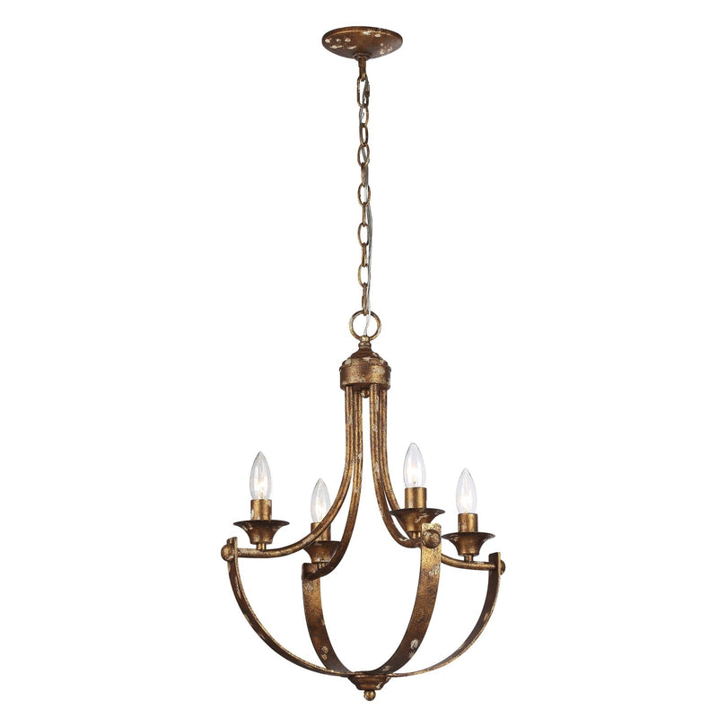 Golden Lighting Victoria 18in 4-Light Chandelier | Traditional Heirloom Gold Steel | Dining Room & Foyer | 18 x 18 x 22.5 in | Model 0815-4 HG