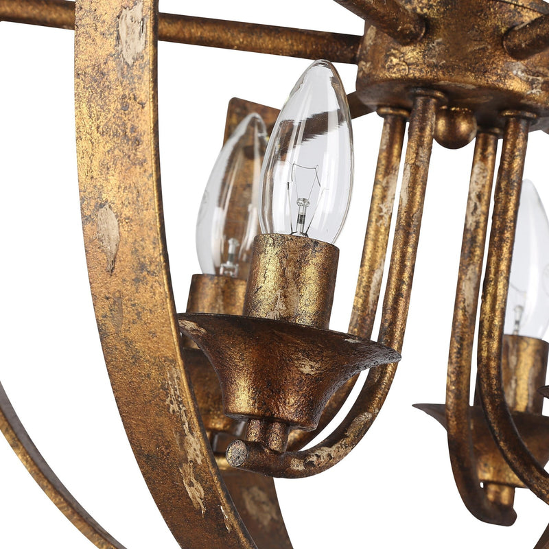Golden Lighting Victoria 17in 4-Light Semi-Flush Mount | Traditional Heirloom Gold Steel | Entryway & Bedroom | Model 0815-4SF HG