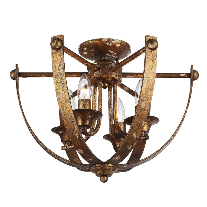 Golden Lighting Victoria 17in 4-Light Semi-Flush Mount | Traditional Heirloom Gold Steel | Entryway & Bedroom | Model 0815-4SF HG