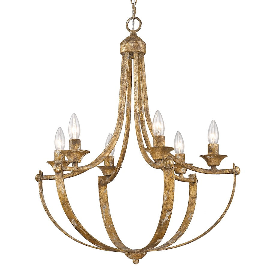 Golden Lighting Victoria 6 Light Chandelier, Heirloom Gold
