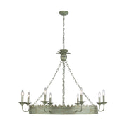 Golden Lighting Finley 42in 8-Light Chandelier | Traditional Vintage Sage Steel and Wood | Dining Room & Foyer | 42 x 42 x 32 in | Model 0838-8 VS