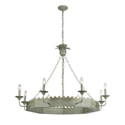 Golden Lighting Finley 42in 8-Light Chandelier | Traditional Vintage Sage Steel and Wood | Dining Room & Foyer | 42 x 42 x 32 in | Model 0838-8 VS