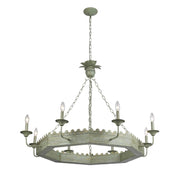 Golden Lighting Finley 42in 8-Light Chandelier | Traditional Vintage Sage Steel and Wood | Dining Room & Foyer | 42 x 42 x 32 in | Model 0838-8 VS