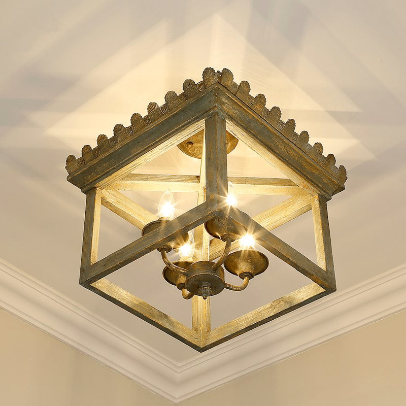 Golden Lighting Finley 4 Light Semi-Flush, Vintage Sage