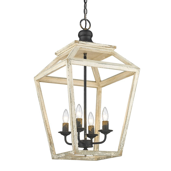 Golden Lighting Haiden 4 Light Pendant, Antique Black Iron