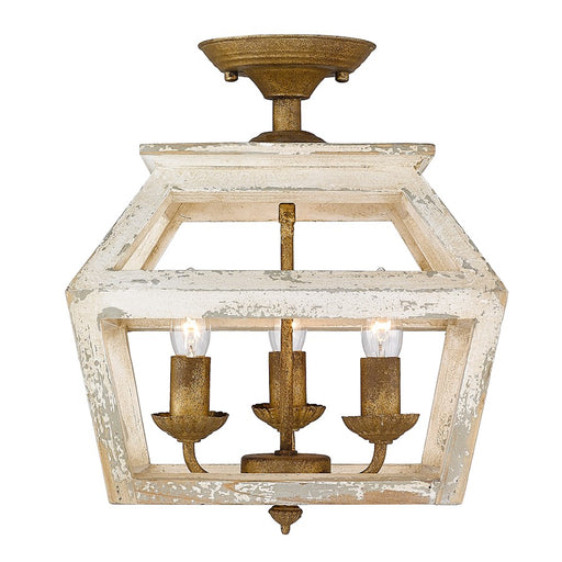 Golden Lighting Haiden 3 Light Semi-Flush, Burnished Chestnut