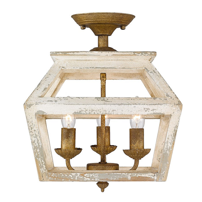 Golden Lighting Haiden 3 Light Semi-Flush, Burnished Chestnut