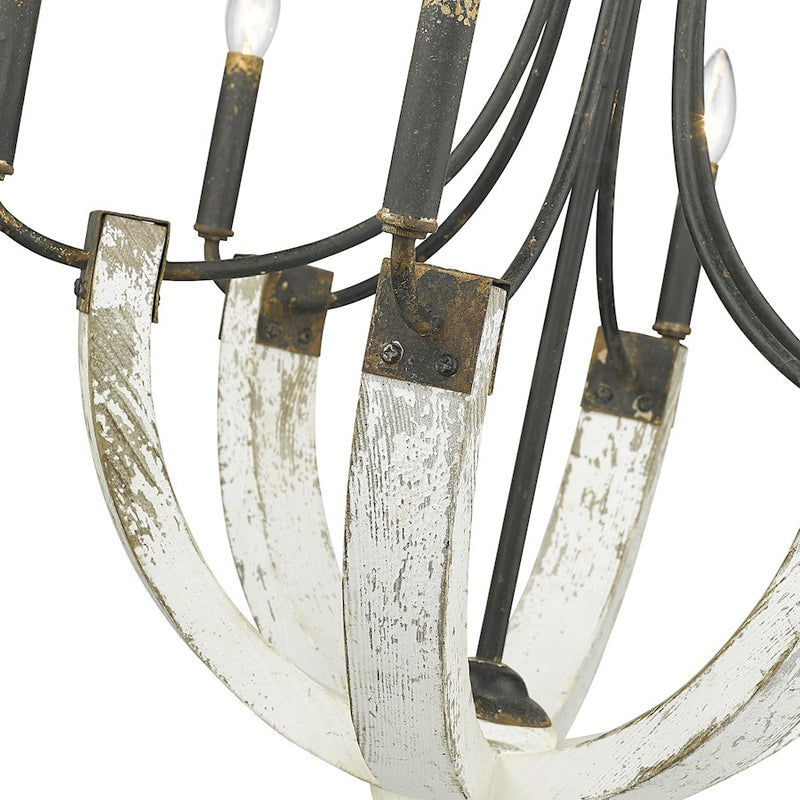 Golden Lighting Elwood 6 Light Chandelier, Antique Black Iron