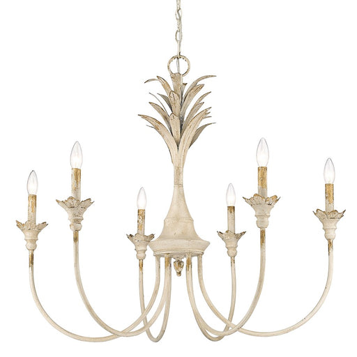Golden Lighting Lillianne 6 Light Chandelier, Antique Ivory