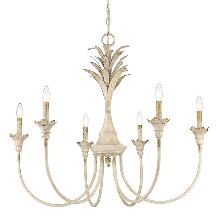 Golden Lighting Lillianne 6 Light Chandelier, Antique Ivory
