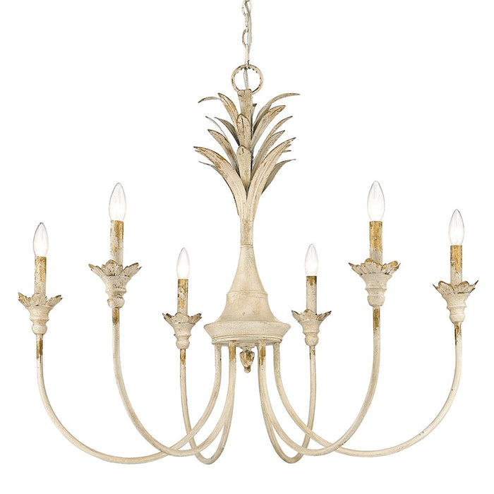 Golden Lighting Lillianne 6 Light Chandelier, Antique Ivory