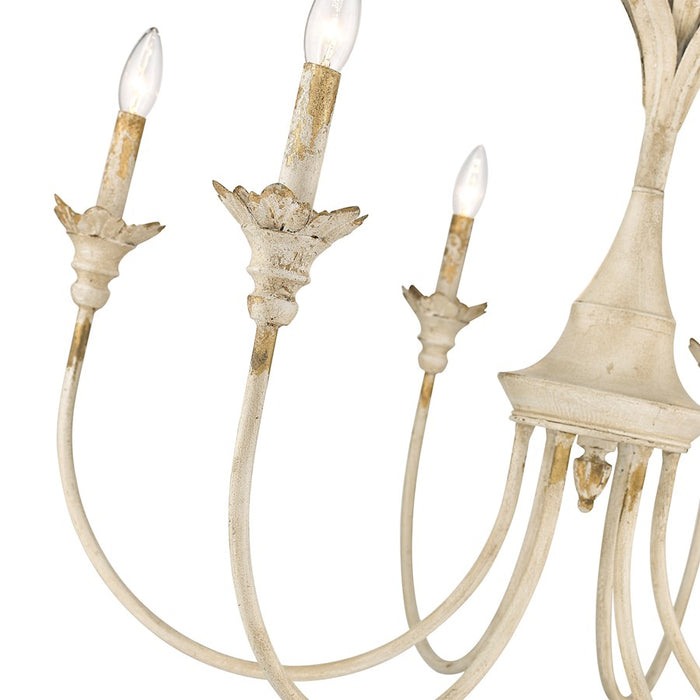Golden Lighting Lillianne 6 Light Chandelier, Antique Ivory