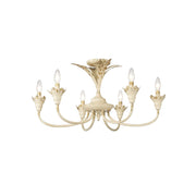 Golden Lillianne 6-Light Semi-Flush, Antique Ivory/No Shade - 0846-6SFAI