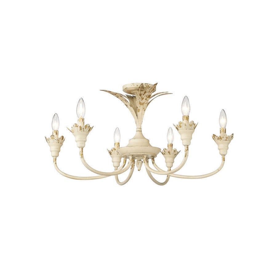 Golden Lillianne 6-Light Semi-Flush, Antique Ivory/No Shade - 0846-6SFAI