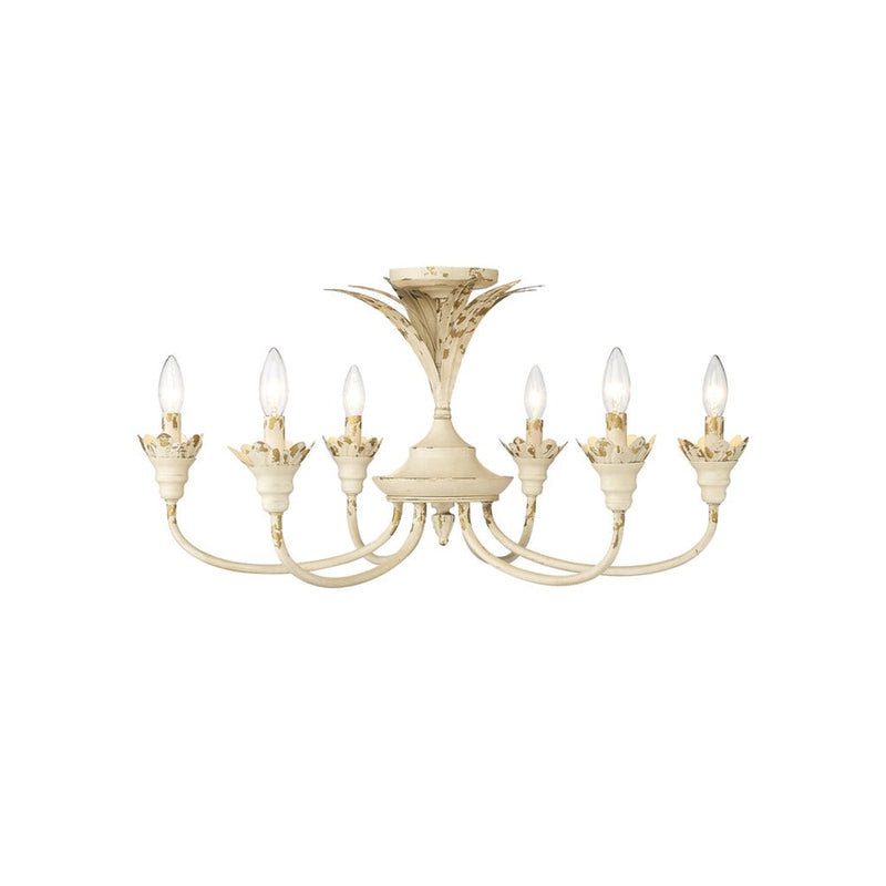 Golden Lillianne 6-Light Semi-Flush, Antique Ivory/No Shade