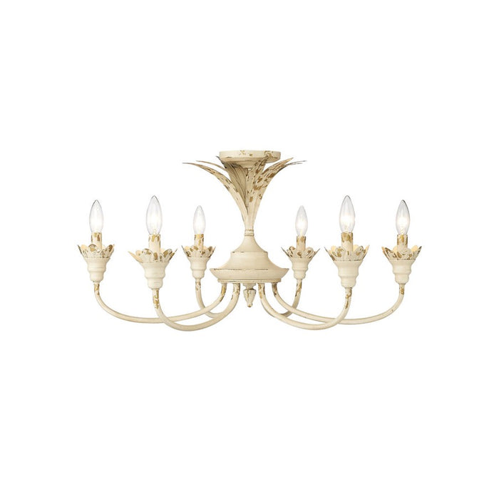 Golden Lillianne 6-Light Semi-Flush, Antique Ivory/No Shade