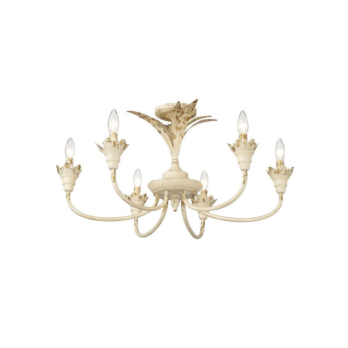 Golden Lillianne 6-Light Semi-Flush, Antique Ivory/No Shade