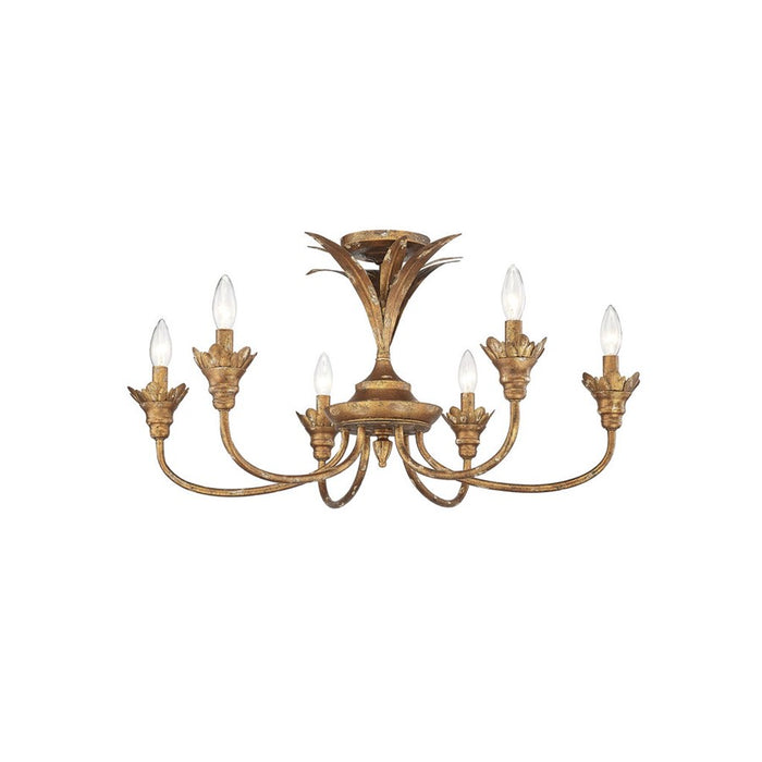 Golden Lillianne 6-Light Semi-Flush, Heirloom Gold/No Shade - 0846-6SFHG