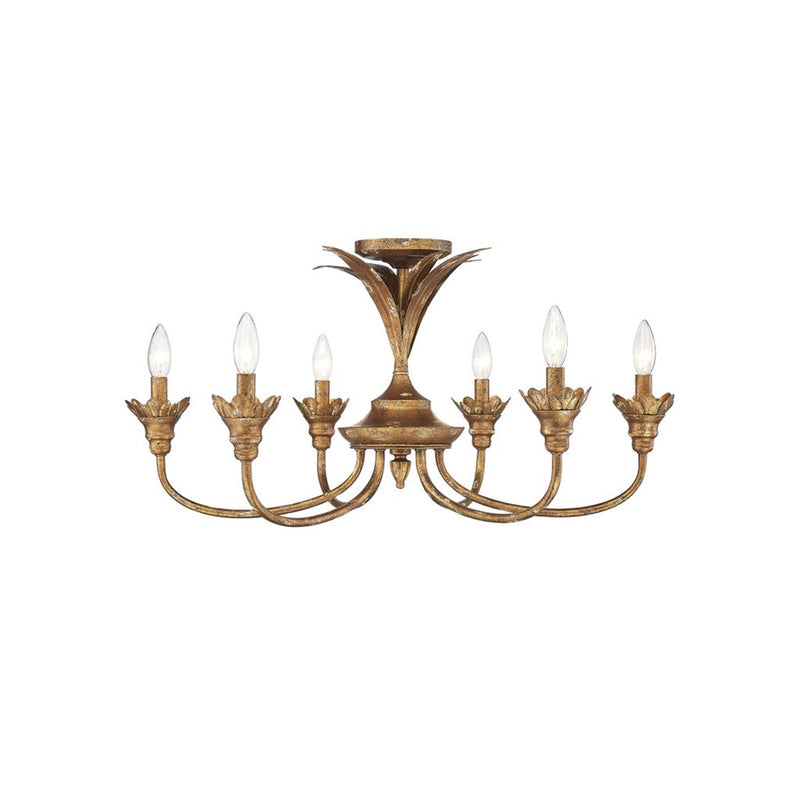 Golden Lillianne 6-Light Semi-Flush, Heirloom Gold/No Shade