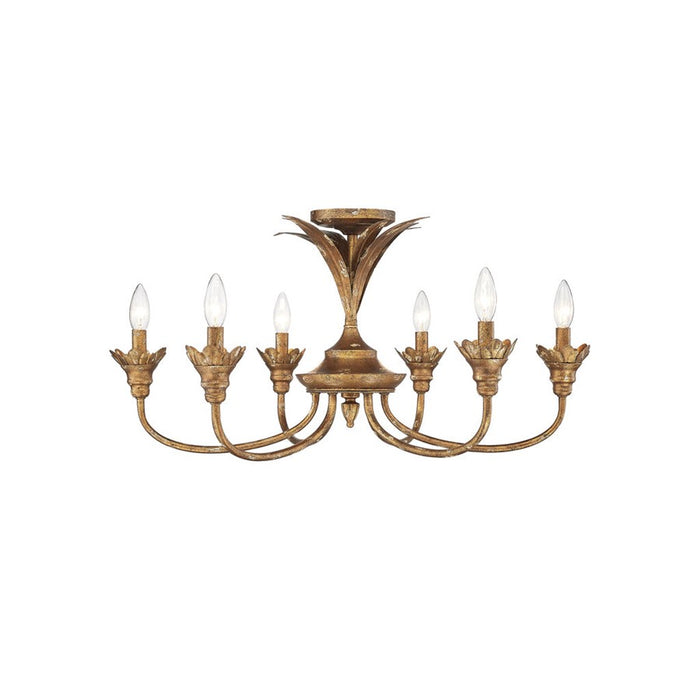 Golden Lillianne 6-Light Semi-Flush, Heirloom Gold/No Shade