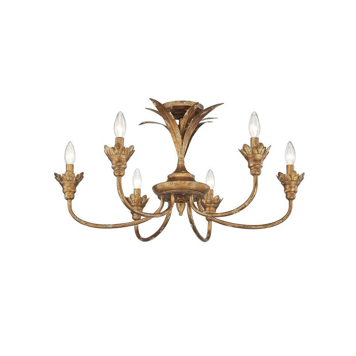 Golden Lillianne 6-Light Semi-Flush, Heirloom Gold/No Shade