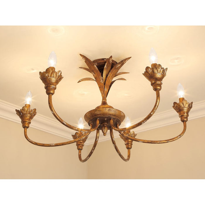 Golden Lillianne 6-Light Semi-Flush, Heirloom Gold/No Shade