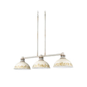 Golden Kinsley 3-Lt Linear Pendant, Aged steel/Antique Ivory - 0865-3LPAGV-AI