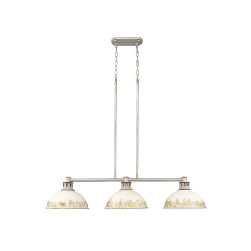 Golden Kinsley 3-Lt Linear Pendant, Aged steel/Antique Ivory