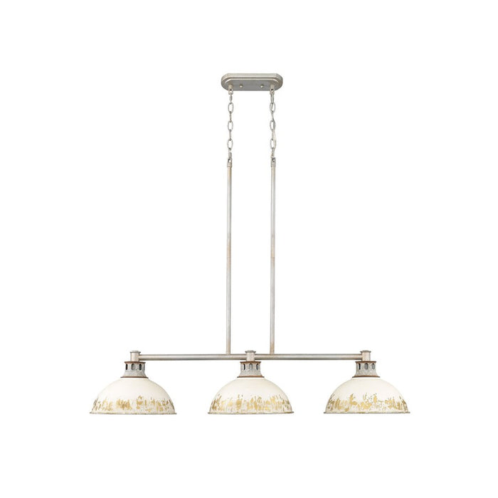 Golden Kinsley 3-Lt Linear Pendant, Aged steel/Antique Ivory